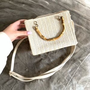 Straw Purse With Bamboo Handle